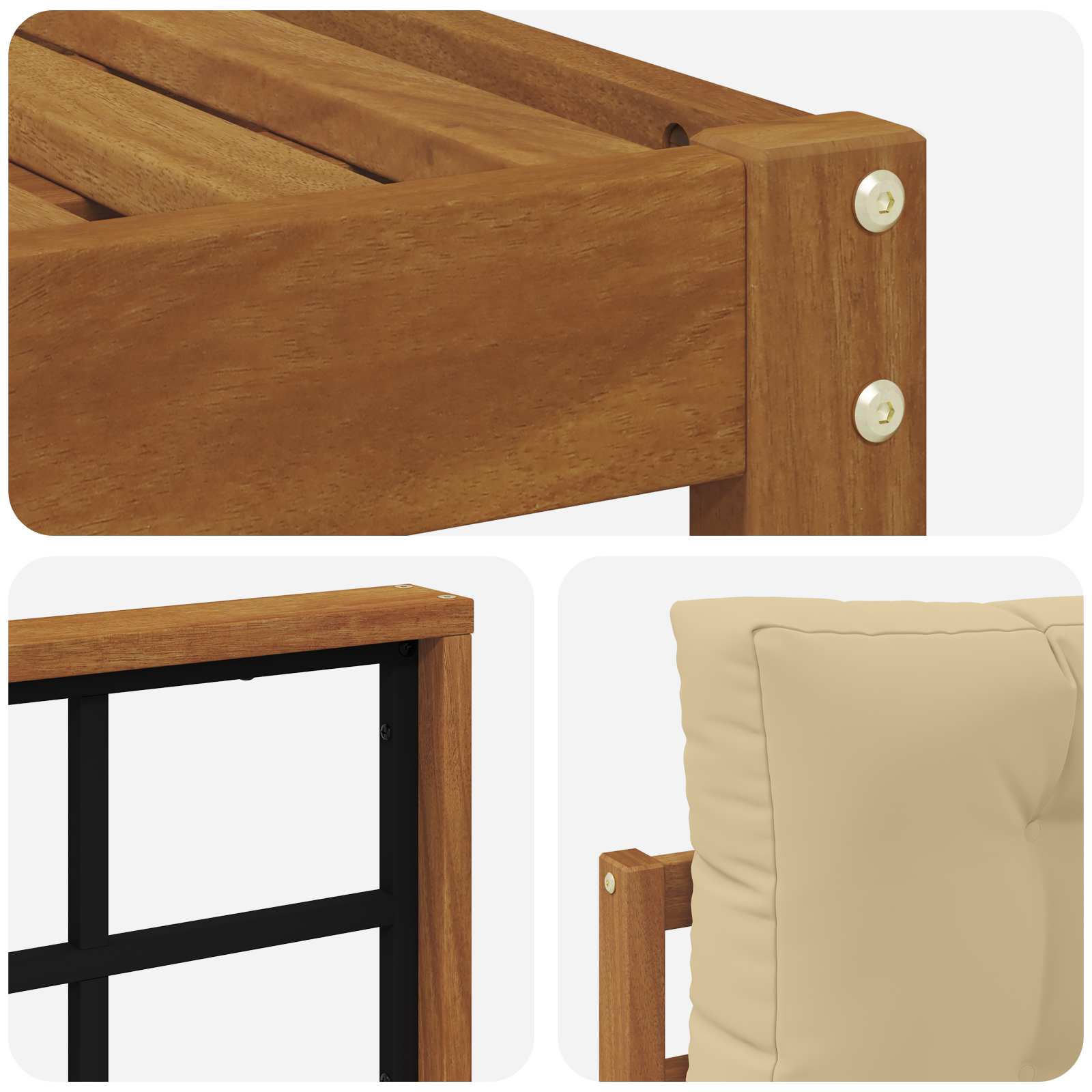 Outdoor-Sofagarnitur mit Kissen 11 pcs Natur und Beige