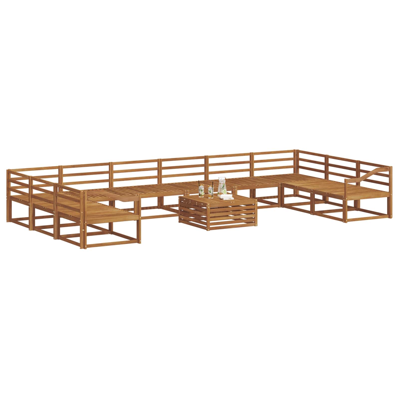 Outdoor-Sofagarnitur 11 pcs Natur Massivholz Akazie