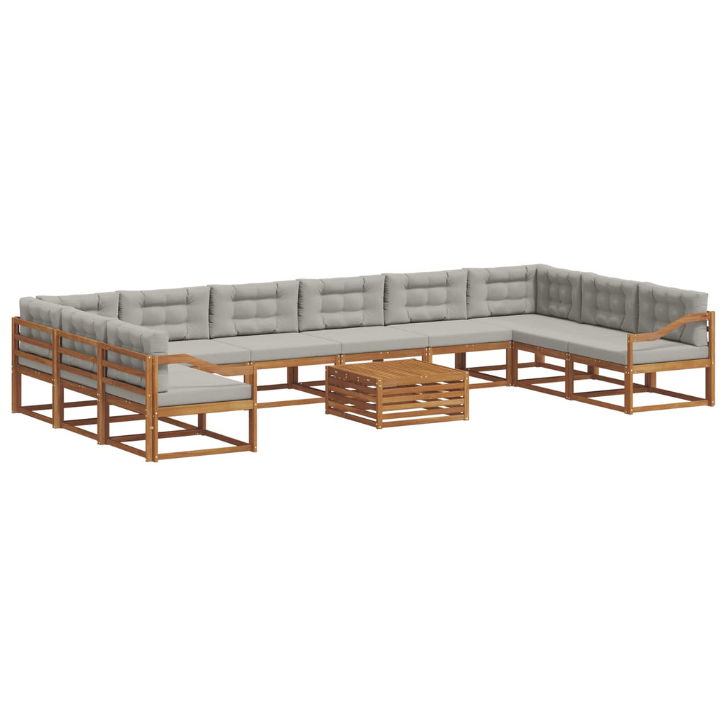 Outdoor-Sofagarnitur mit Kissen 11 pcs Natürlich und Hellgrau