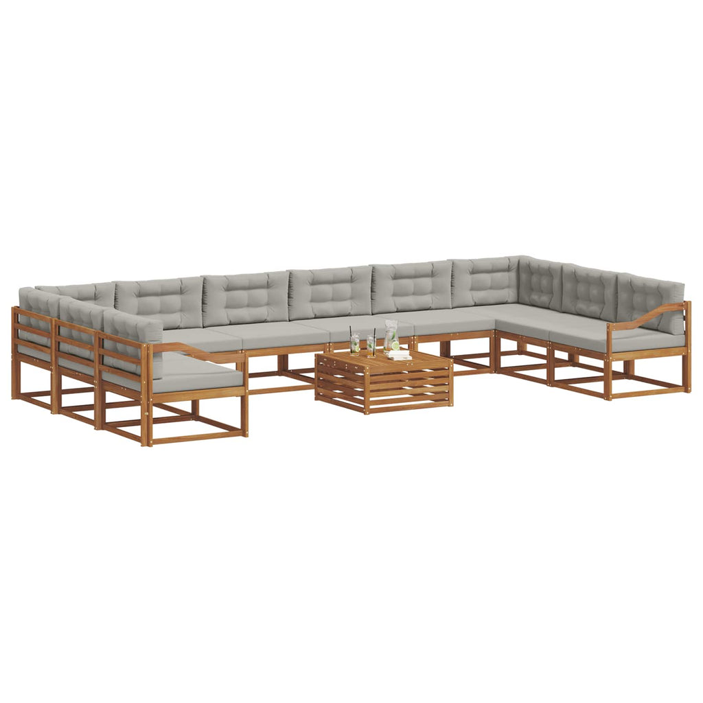 Outdoor-Sofagarnitur mit Kissen 11 pcs Natürlich und Hellgrau
