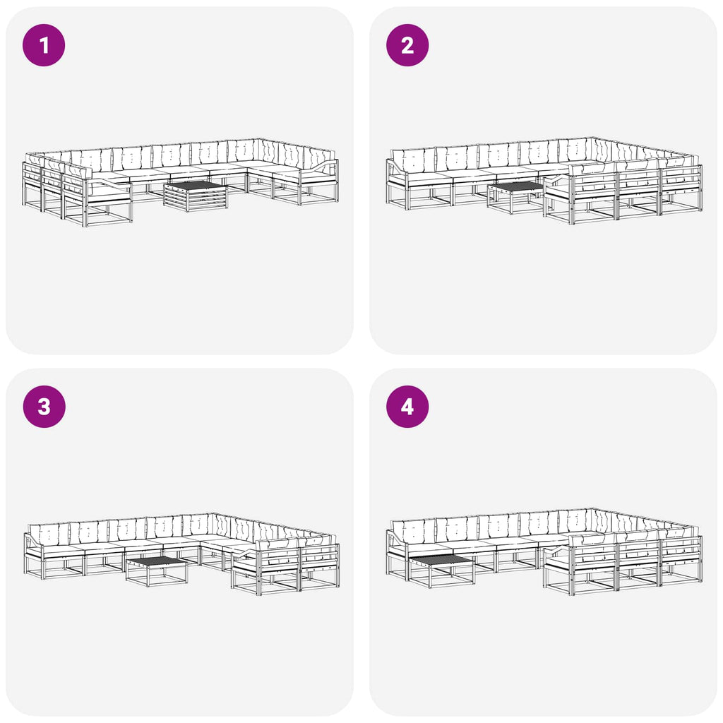 Outdoor-Sofagarnitur mit Kissen 11 pcs Natur und Anthrazit