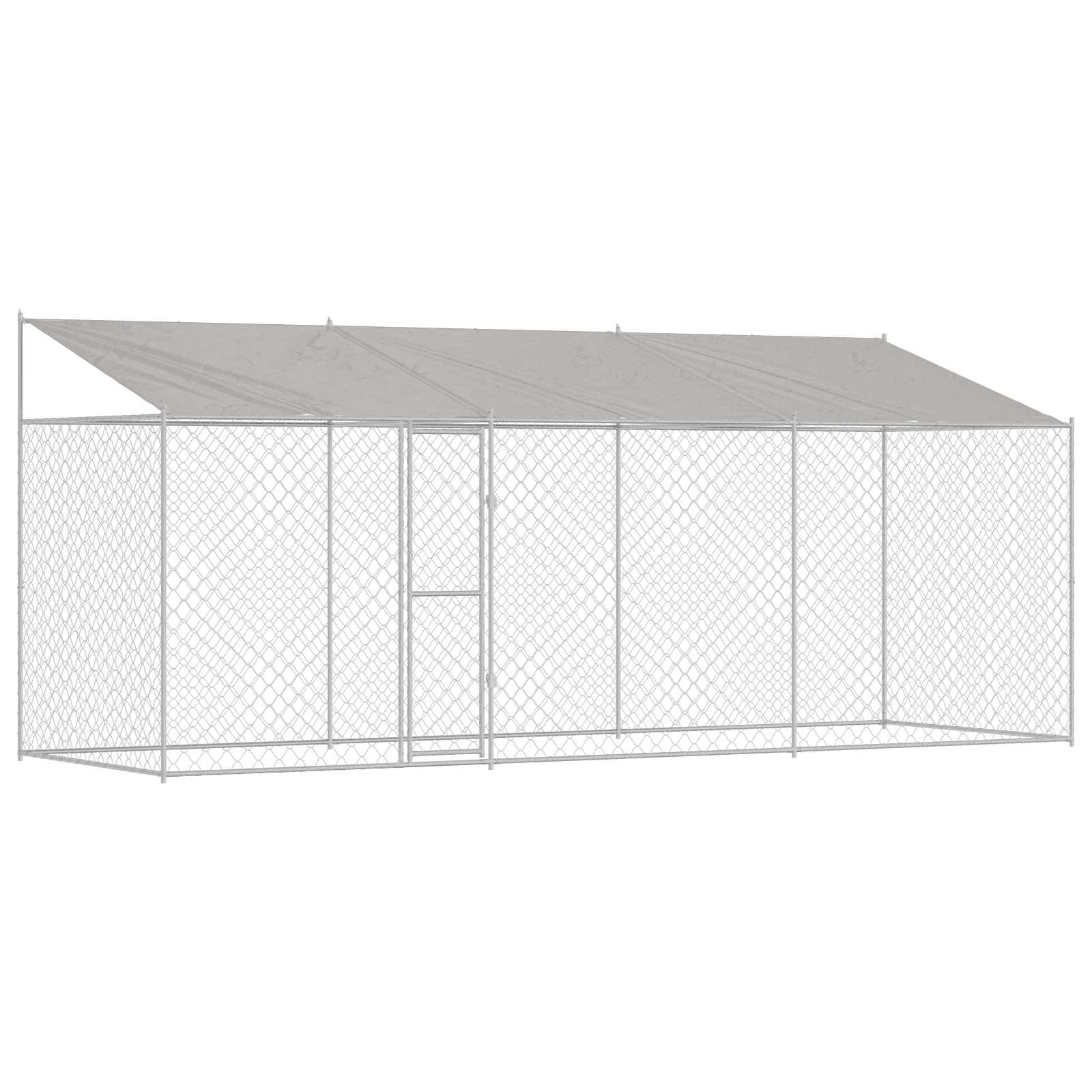 Hundekäfig mit Dach Silber 600 x 200 x 256 cm Stahl und PE