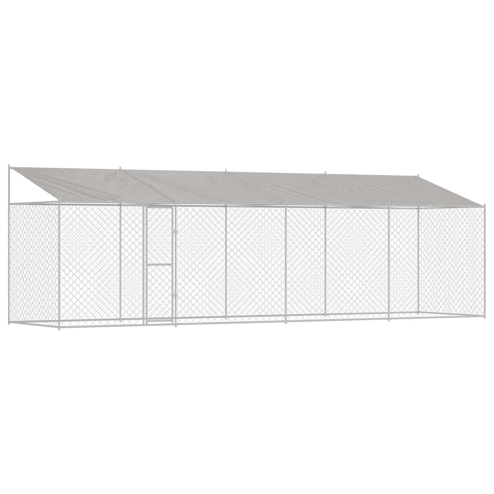 Hundekäfig mit Dach Silber 800 x 200 x 256 cm Stahl und PE