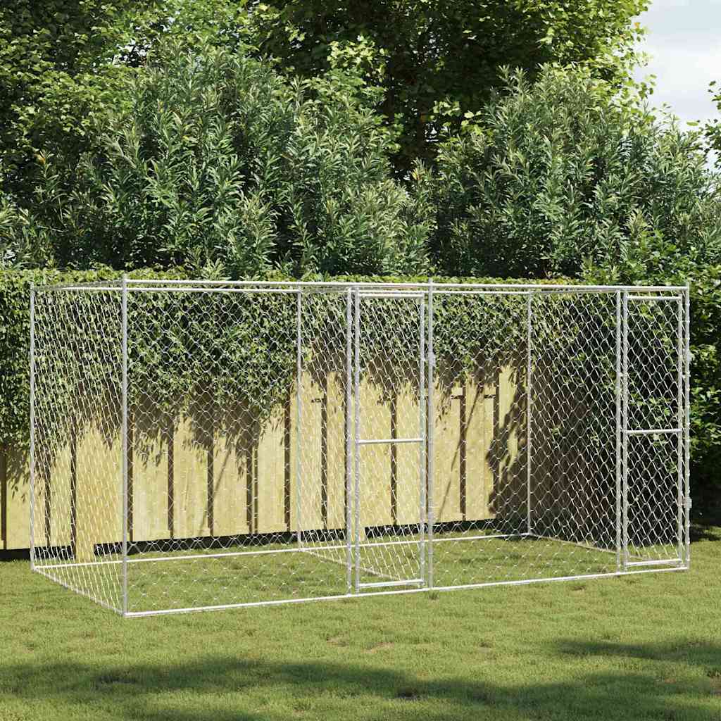 Hundekäfig Silber 400 x 200 x 200 cm Verzinkter Stahl
