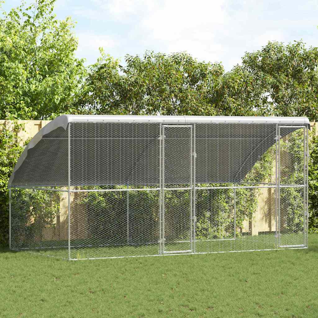 Hühnerkäfig 2 pcs Silber 400 x 200 x 200 cm Verzinkter Stahl