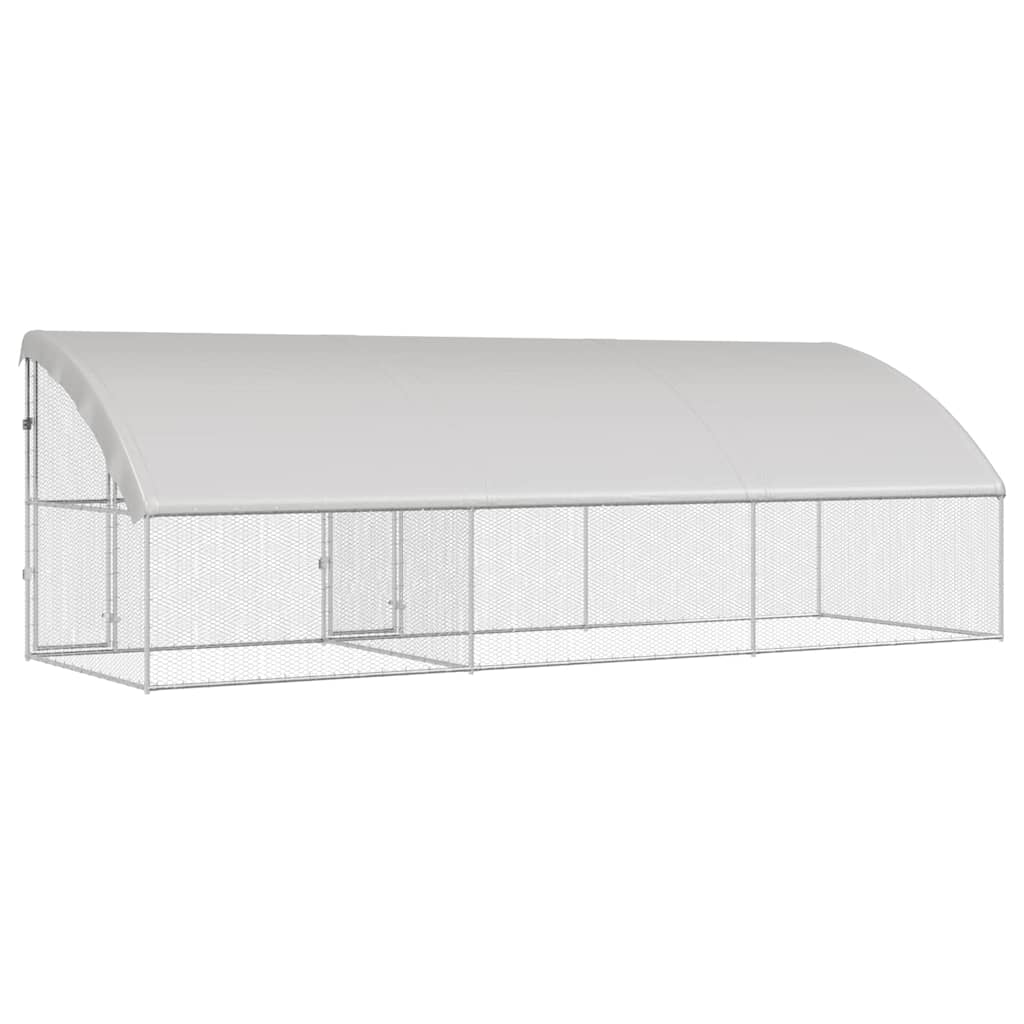 Hühnerkäfig 3 pcs Silber 600 x 200 x 200 cm Verzinkter Stahl