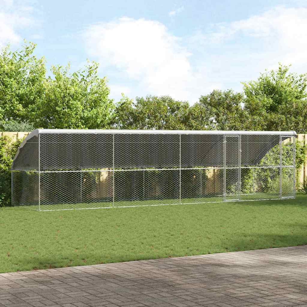 Hundekäfig 4 pcs Silber 8 x 2 x 2 m Verzinkter Stahl