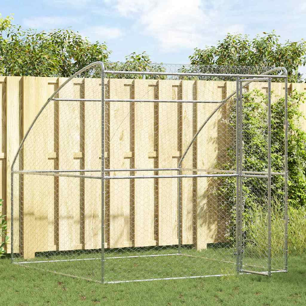 Hundekäfig mit Speicher Silber 2 x 2 x 2 m Verzinkter Stahl