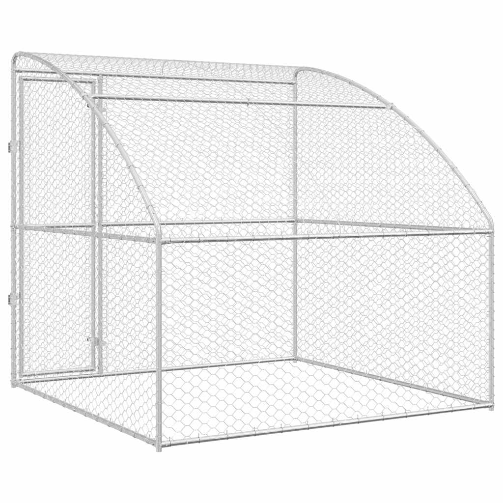 Hundekäfig mit Speicher Silber 2 x 2 x 2 m Verzinkter Stahl