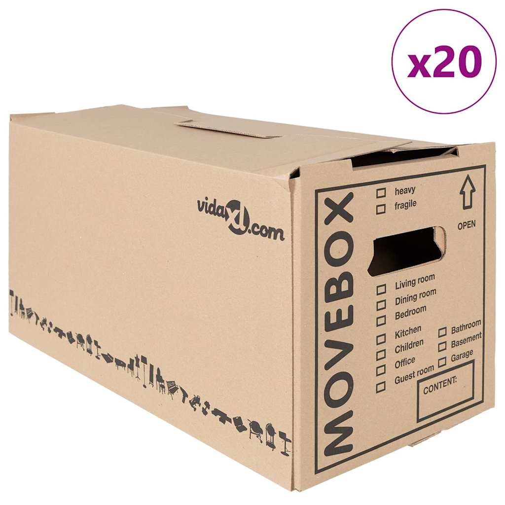 Umzugsbox mit Speicher 20 pcs Natur 59 x 31,5 x 31,5 cm Karton
