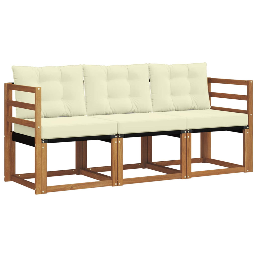 Outdoor-Sofagarnitur mit Kissen 3 pcs Natur und Creme