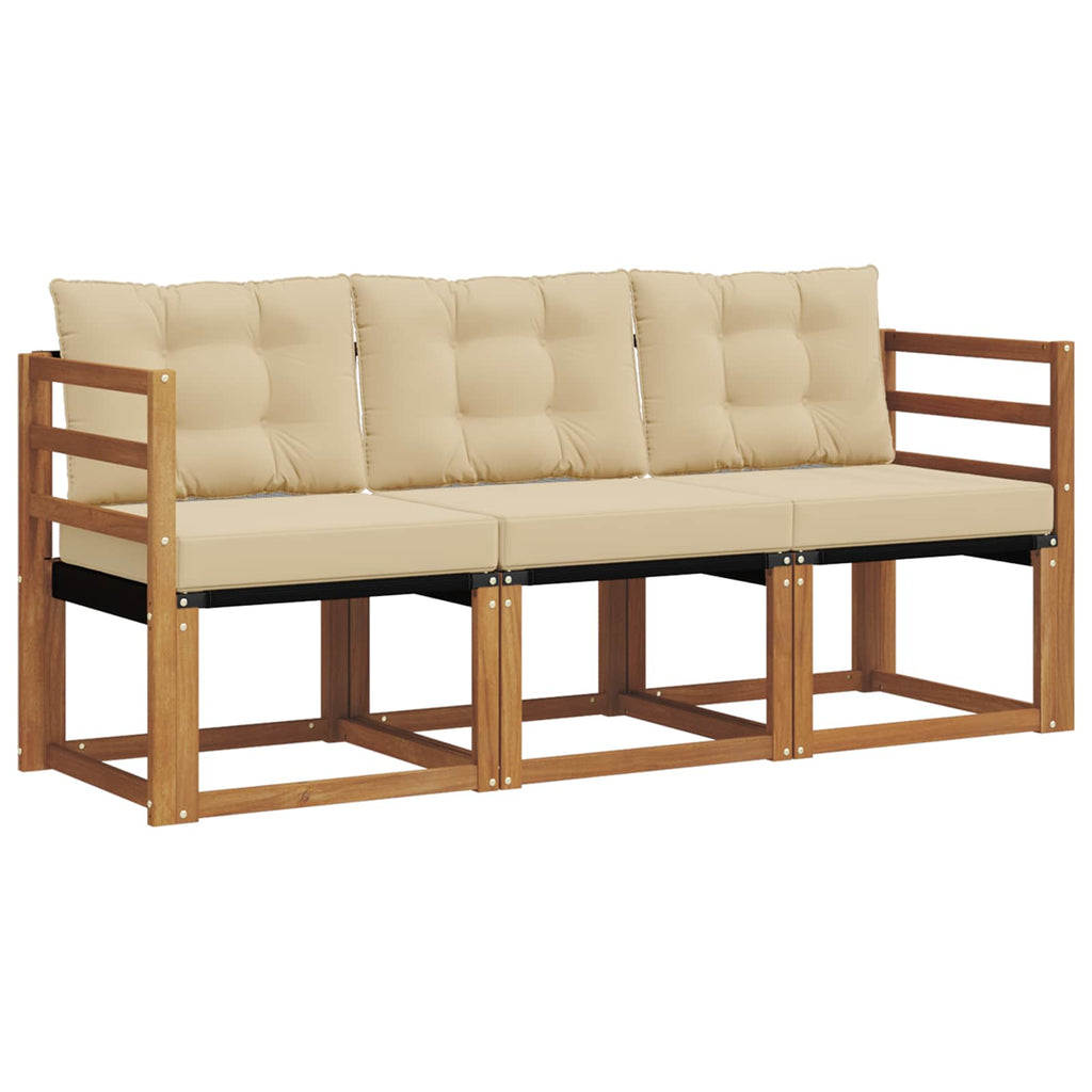 Outdoor-Sofagarnitur mit Kissen 3 pcs Natur und Beige