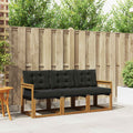 Outdoor-Sofagarnitur mit Kissen 3 pcs Natürlich und Schwarz