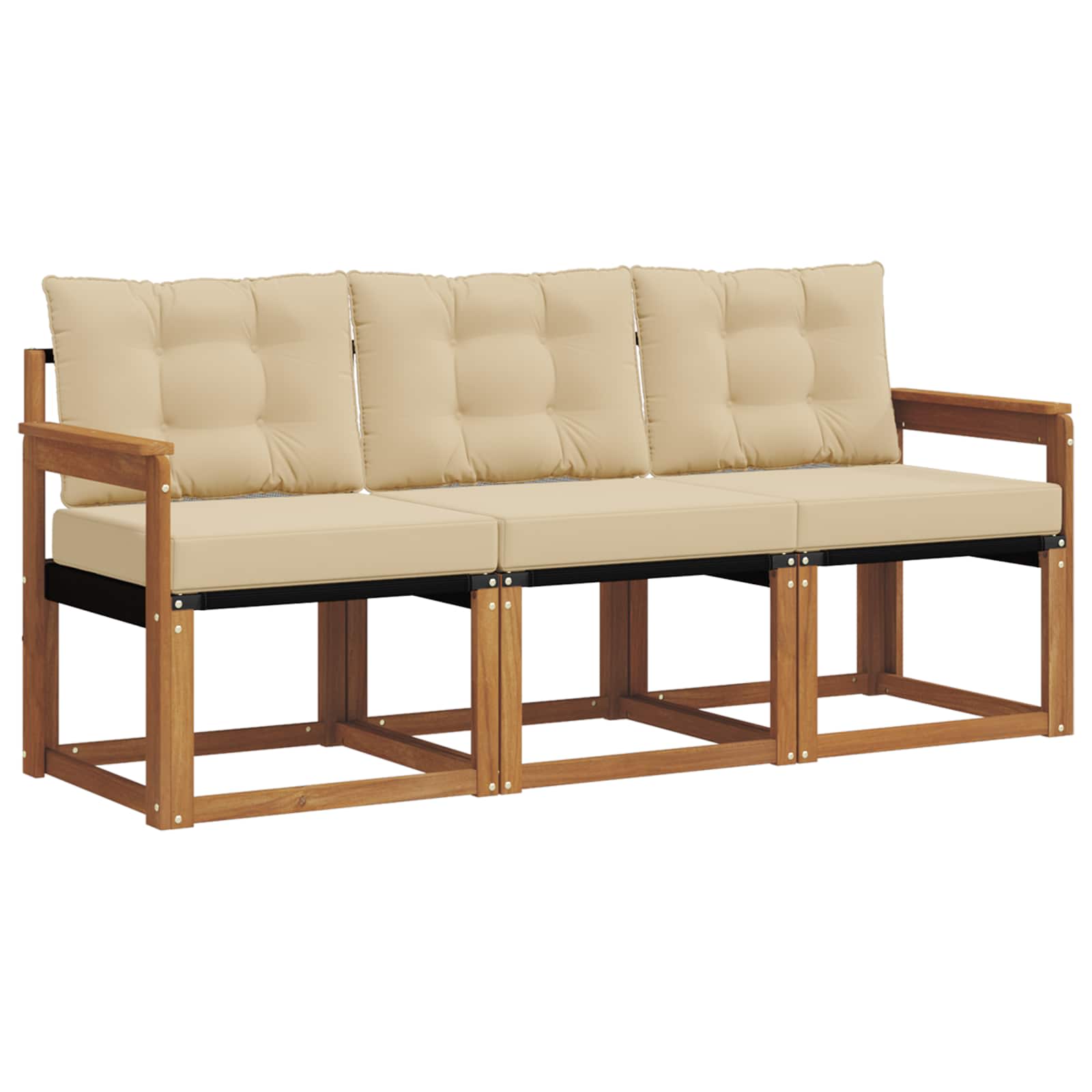 Outdoor-Sofagarnitur mit Kissen 3 pcs Natur und Beige