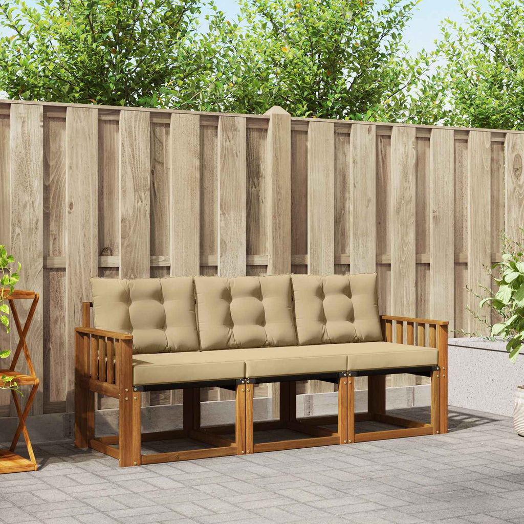 Outdoor-Sofagarnitur mit Kissen 3 pcs Natur und Beige