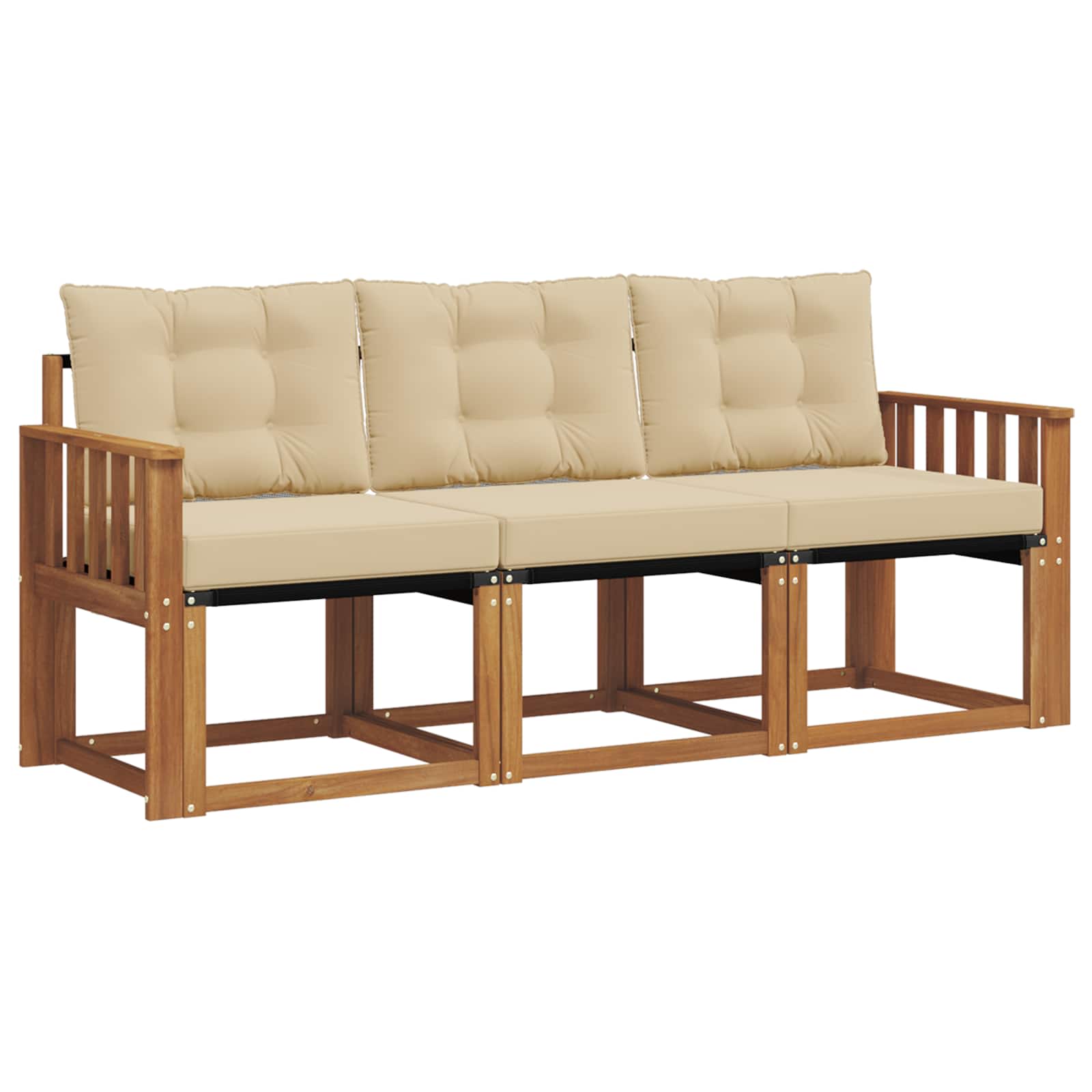 Outdoor-Sofagarnitur mit Kissen 3 pcs Natur und Beige