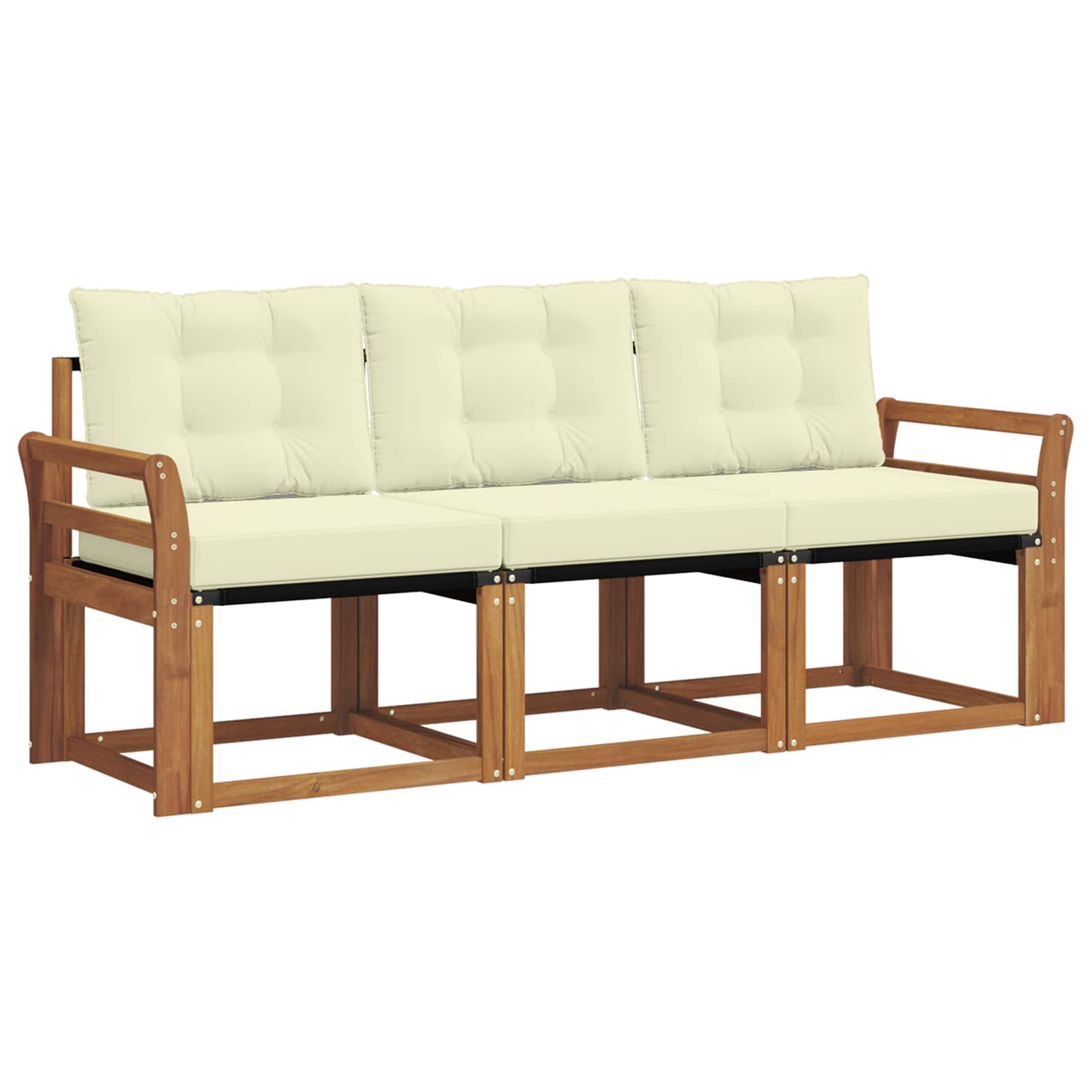 Outdoor-Sofagarnitur mit Kissen 3 pcs Natur und Creme