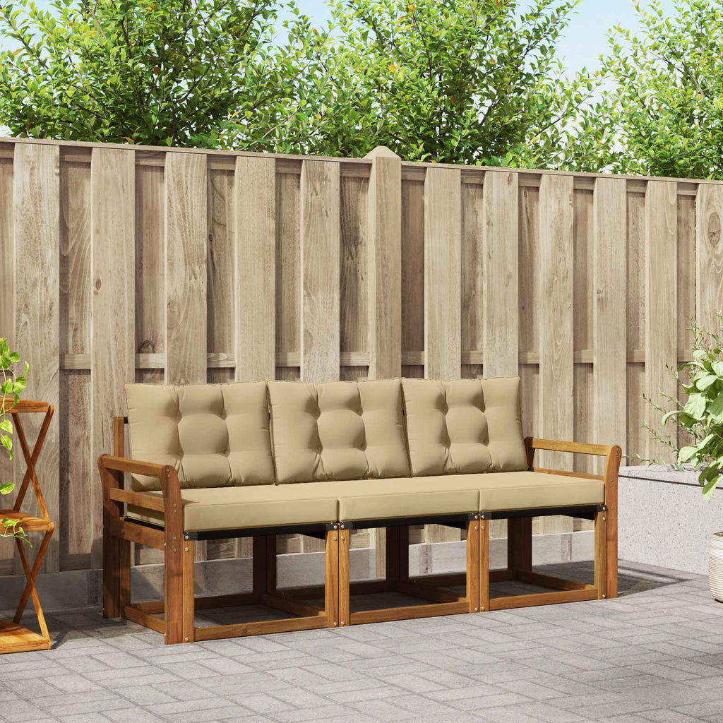 Outdoor-Sofagarnitur mit Kissen 3 pcs Natur und Beige
