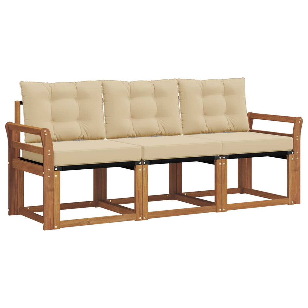 Outdoor-Sofagarnitur mit Kissen 3 pcs Natur und Beige