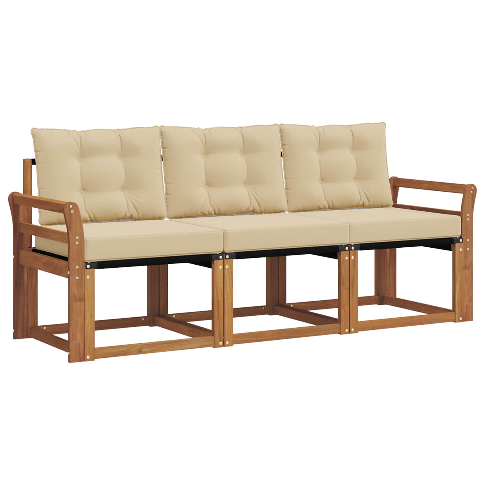 Outdoor-Sofagarnitur mit Kissen 3 pcs Natur und Beige