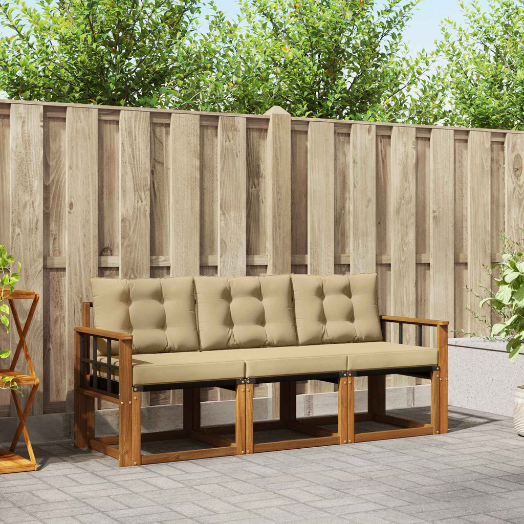 Outdoor-Sofagarnitur mit Kissen 3 pcs Natur und Beige