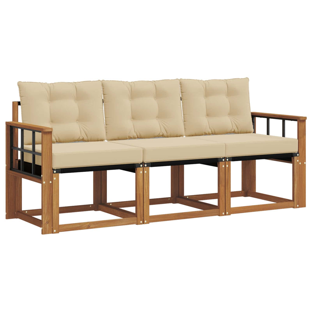 Outdoor-Sofagarnitur mit Kissen 3 pcs Natur und Beige