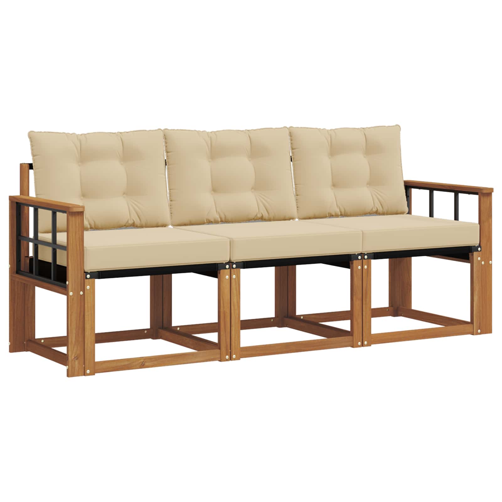 Outdoor-Sofagarnitur mit Kissen 3 pcs Natur und Beige