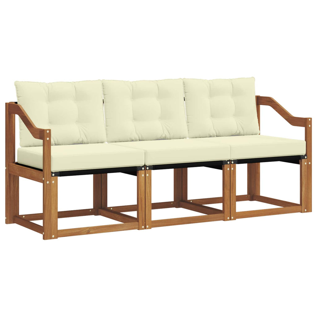 Outdoor-Sofagarnitur mit Kissen 3 pcs Natur und Creme