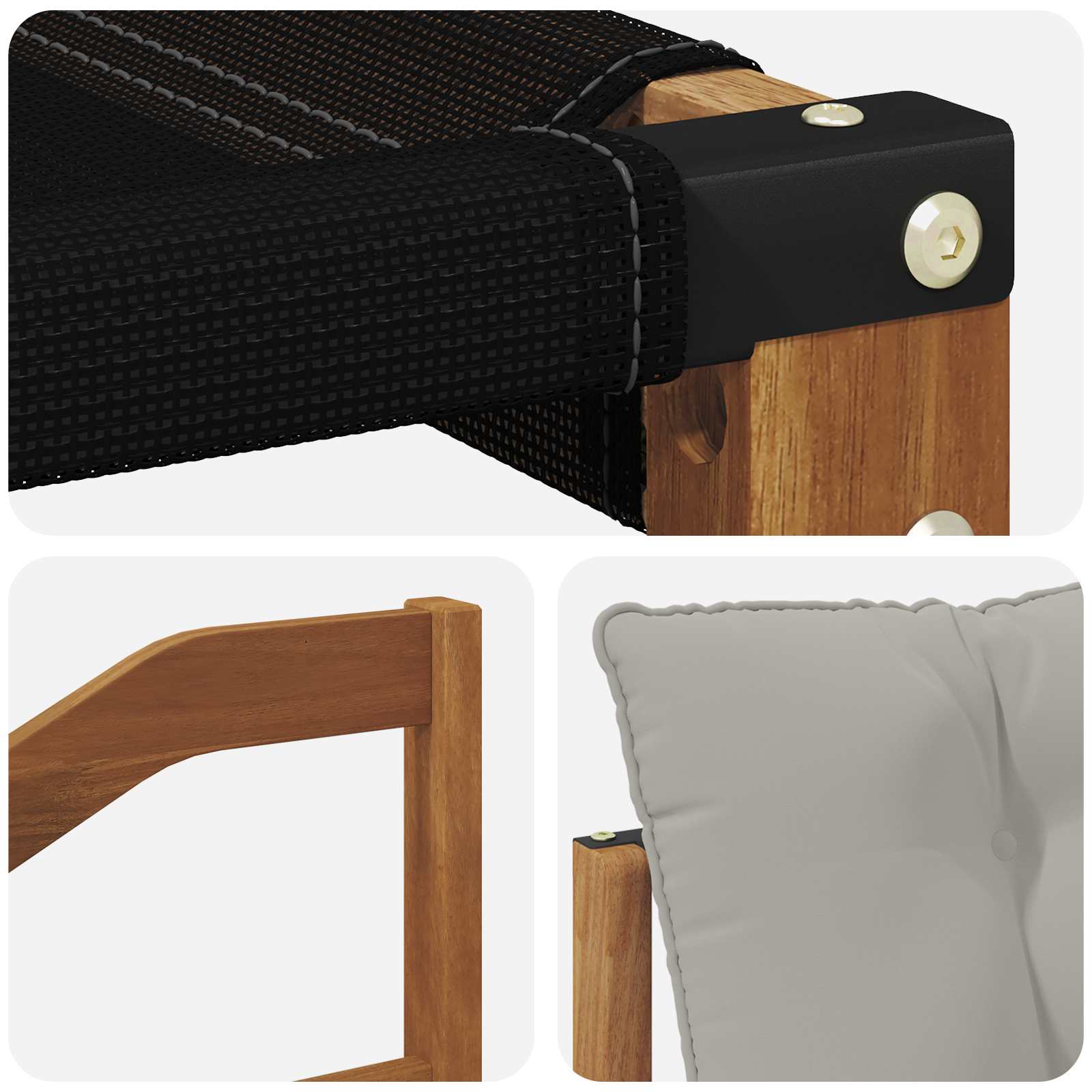 Outdoor-Sofagarnitur mit Kissen 3 pcs Natürlich und Hellgrau