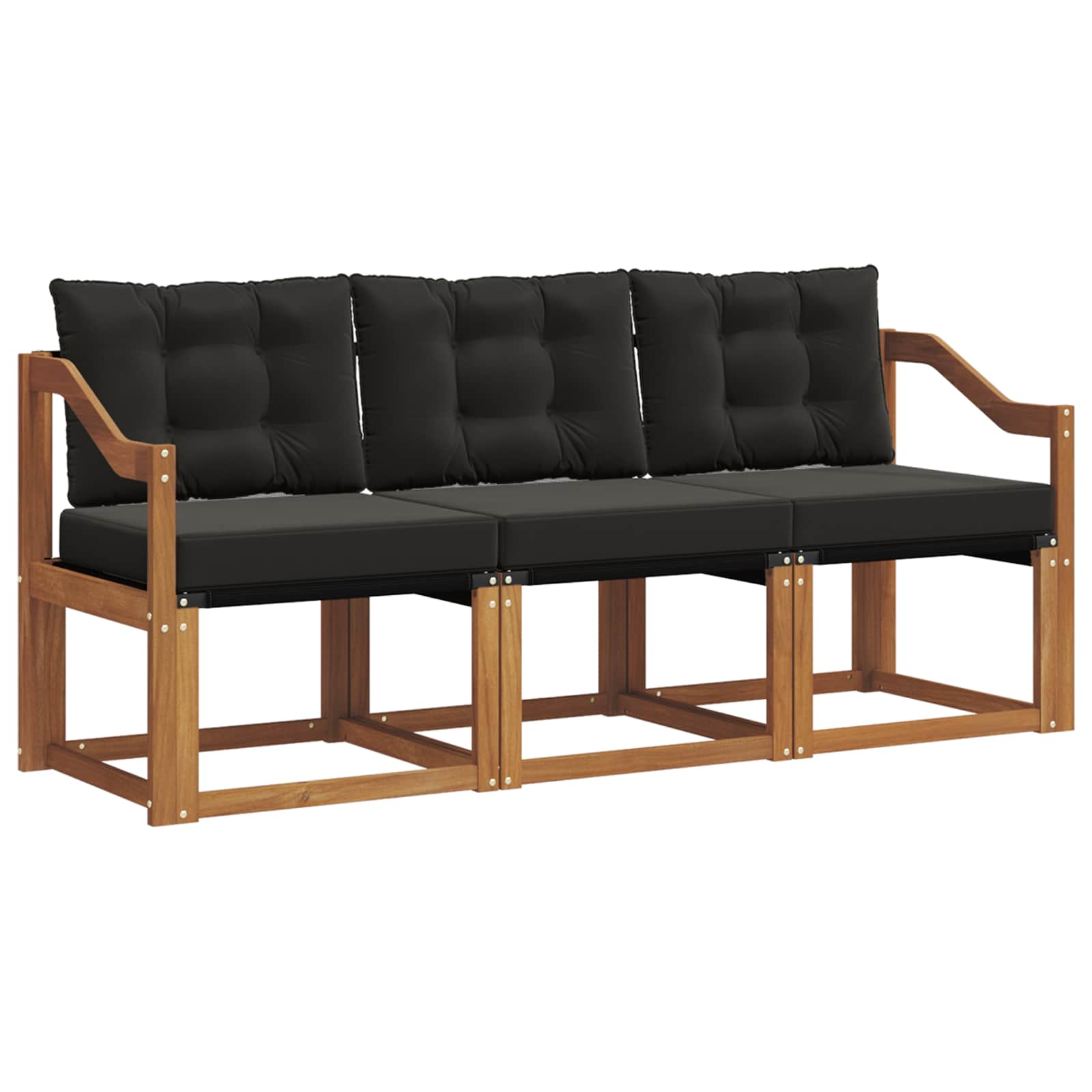 Outdoor-Sofagarnitur mit Kissen 3 pcs Natürlich und Schwarz