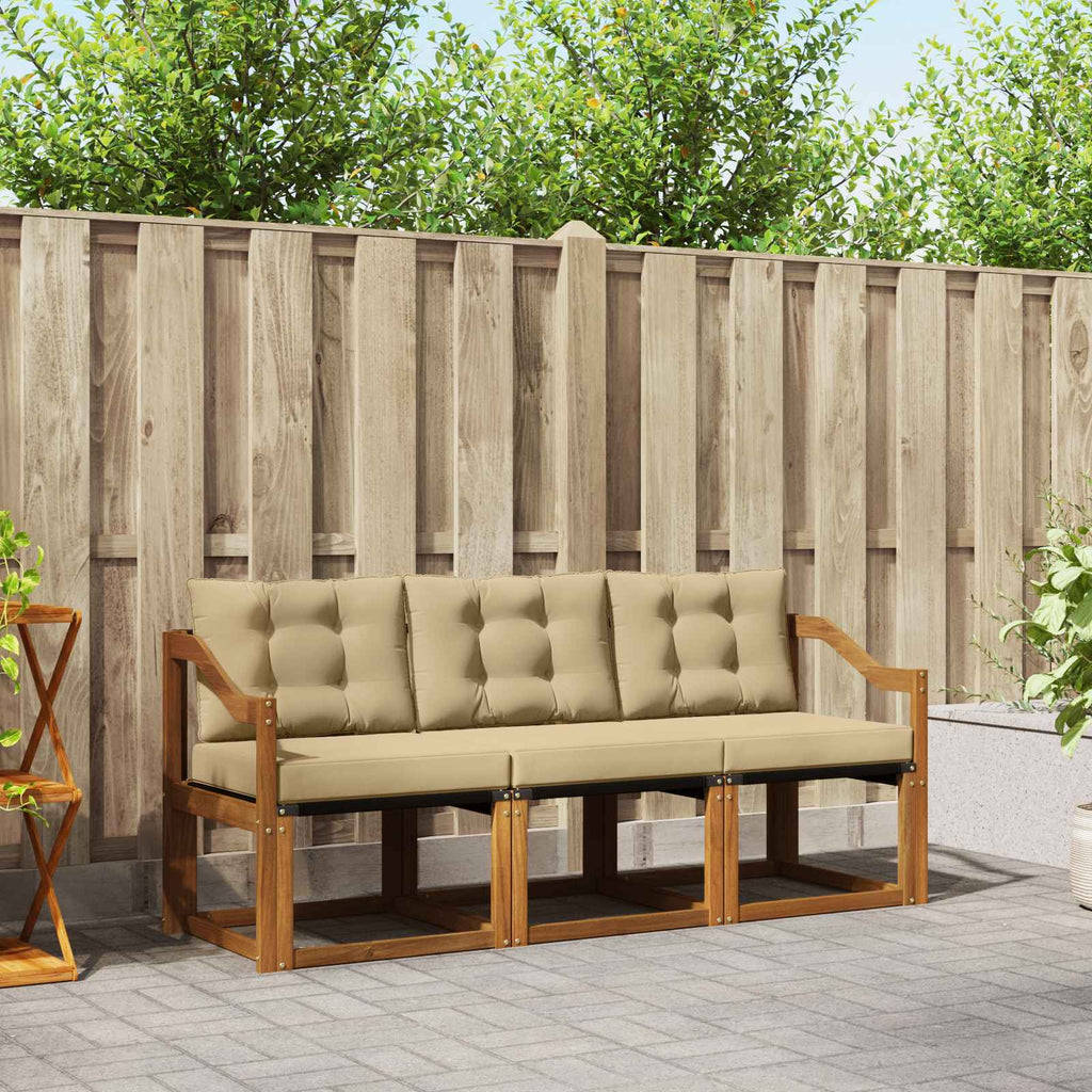 Outdoor-Sofagarnitur mit Kissen 3 pcs Natur und Beige
