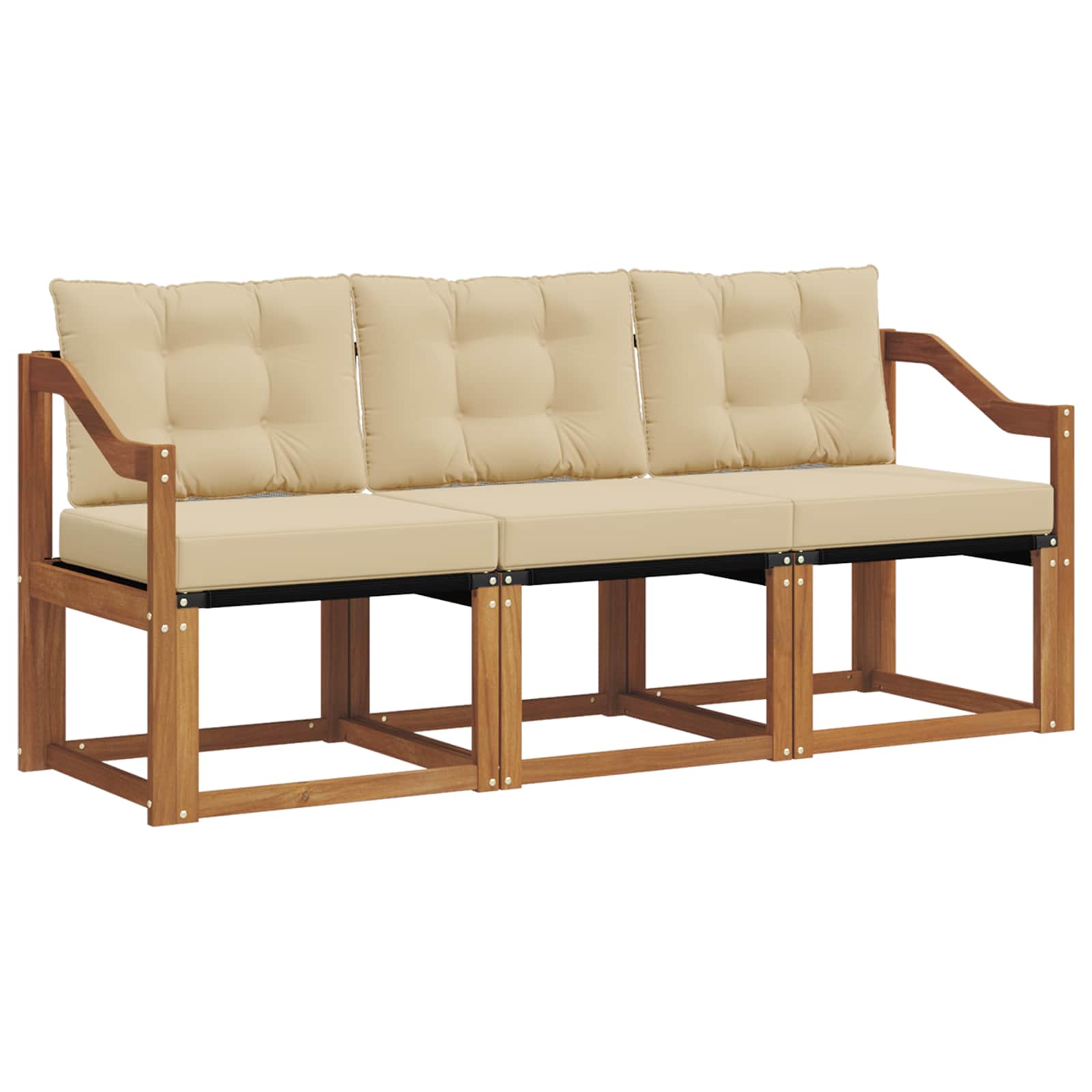 Outdoor-Sofagarnitur mit Kissen 3 pcs Natur und Beige