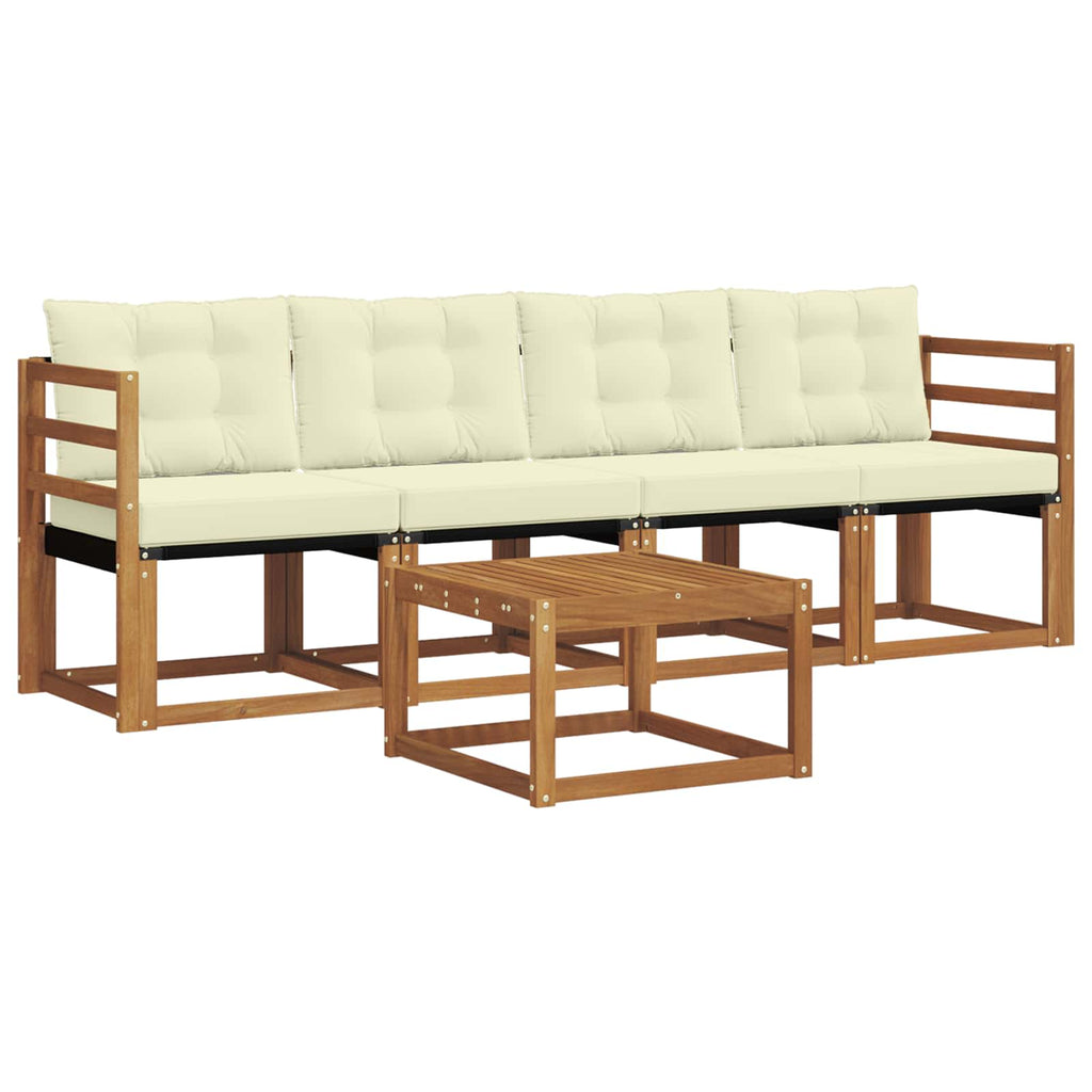 Outdoor-Sofagarnitur mit Kissen 5 pcs Natur und Creme