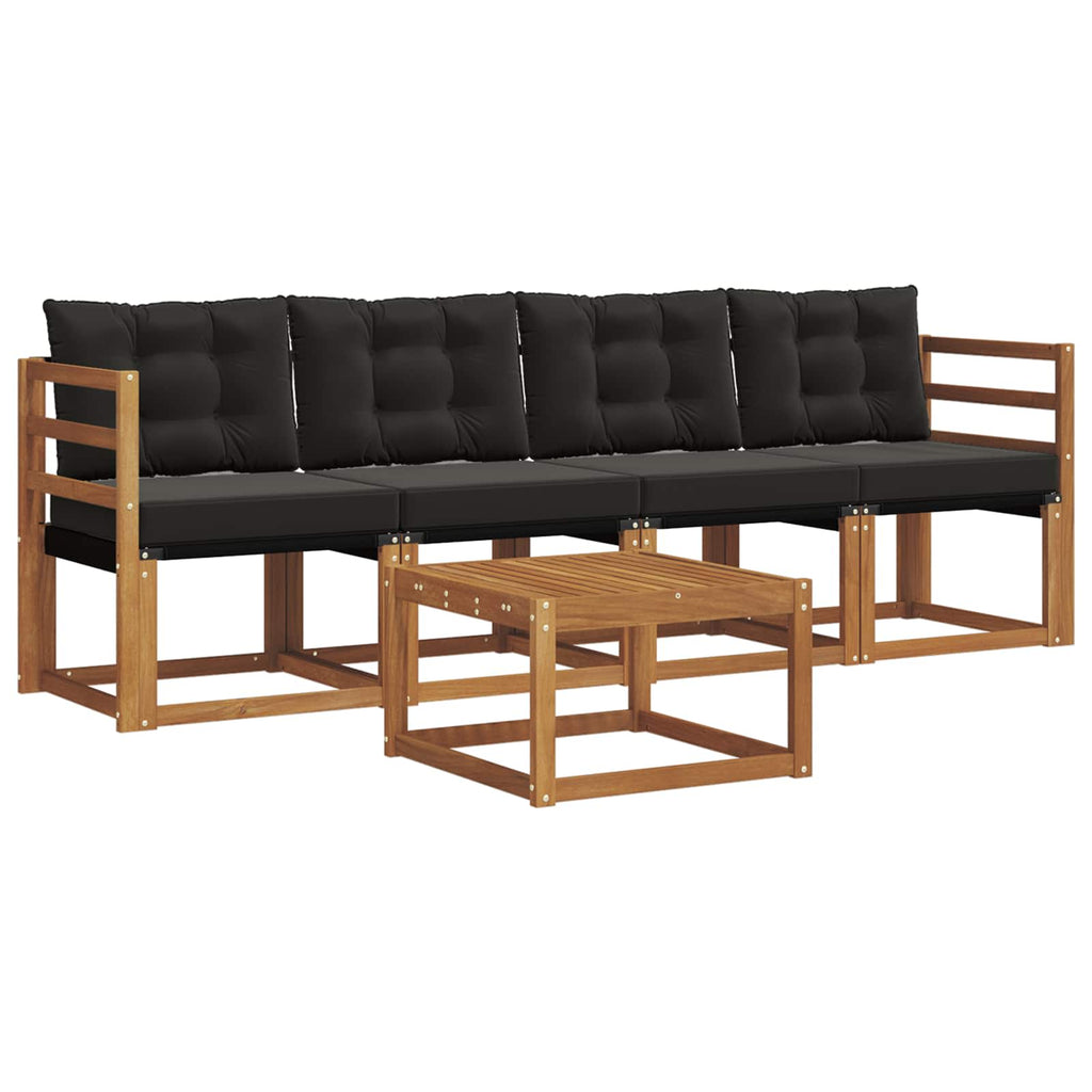 Outdoor-Sofagarnitur mit Kissen 5 pcs Natürlich und Schwarz