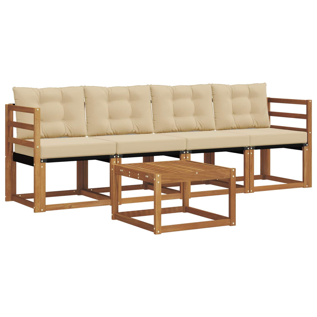 Outdoor-Sofagarnitur mit Kissen 5 pcs Natur und Beige