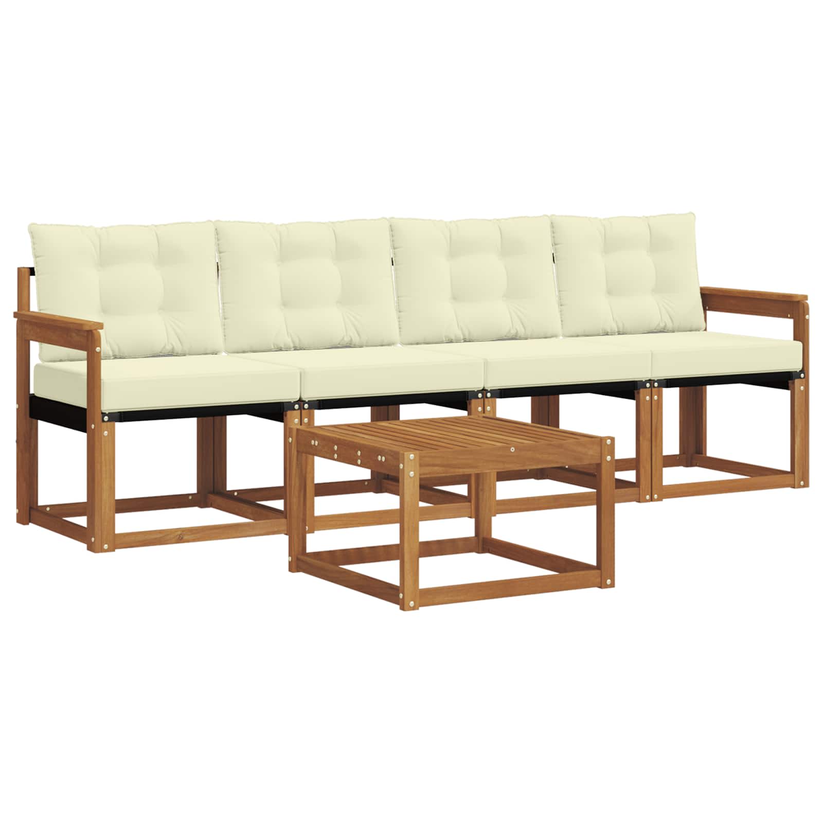 Outdoor-Sofagarnitur mit Kissen 5 pcs Natur und Creme