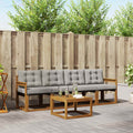 Outdoor-Sofagarnitur mit Kissen 5 pcs Natürlich und Hellgrau