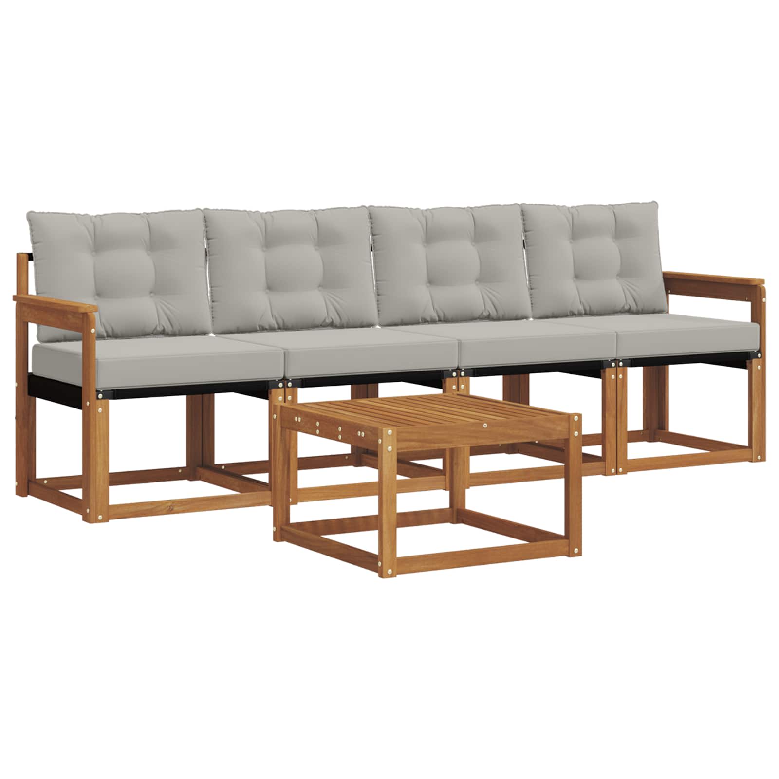 Outdoor-Sofagarnitur mit Kissen 5 pcs Natürlich und Hellgrau