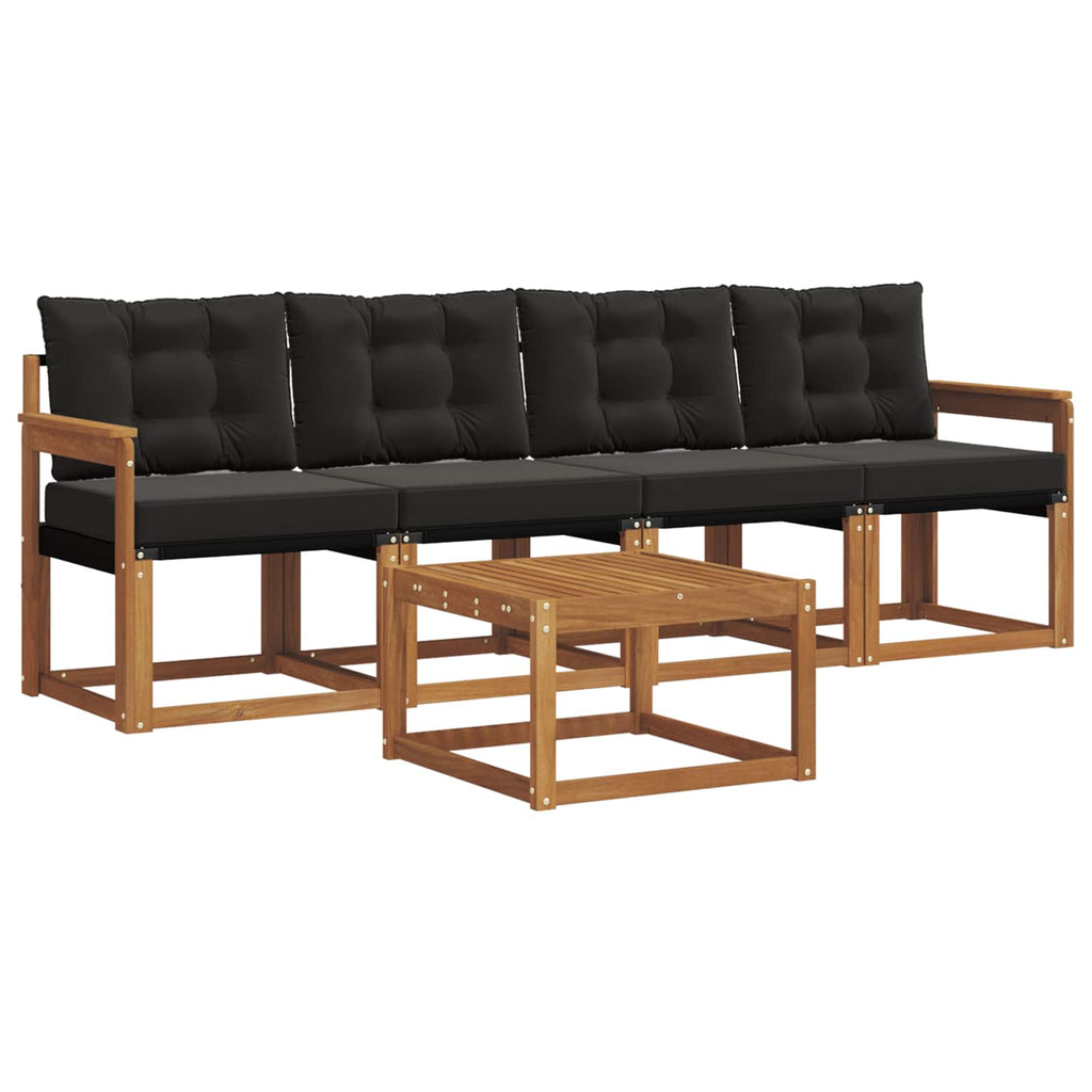 Outdoor-Sofagarnitur mit Kissen 5 pcs Natürlich und Schwarz