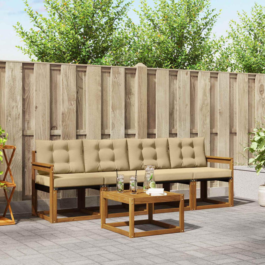 Outdoor-Sofagarnitur mit Kissen 5 pcs Natur und Beige