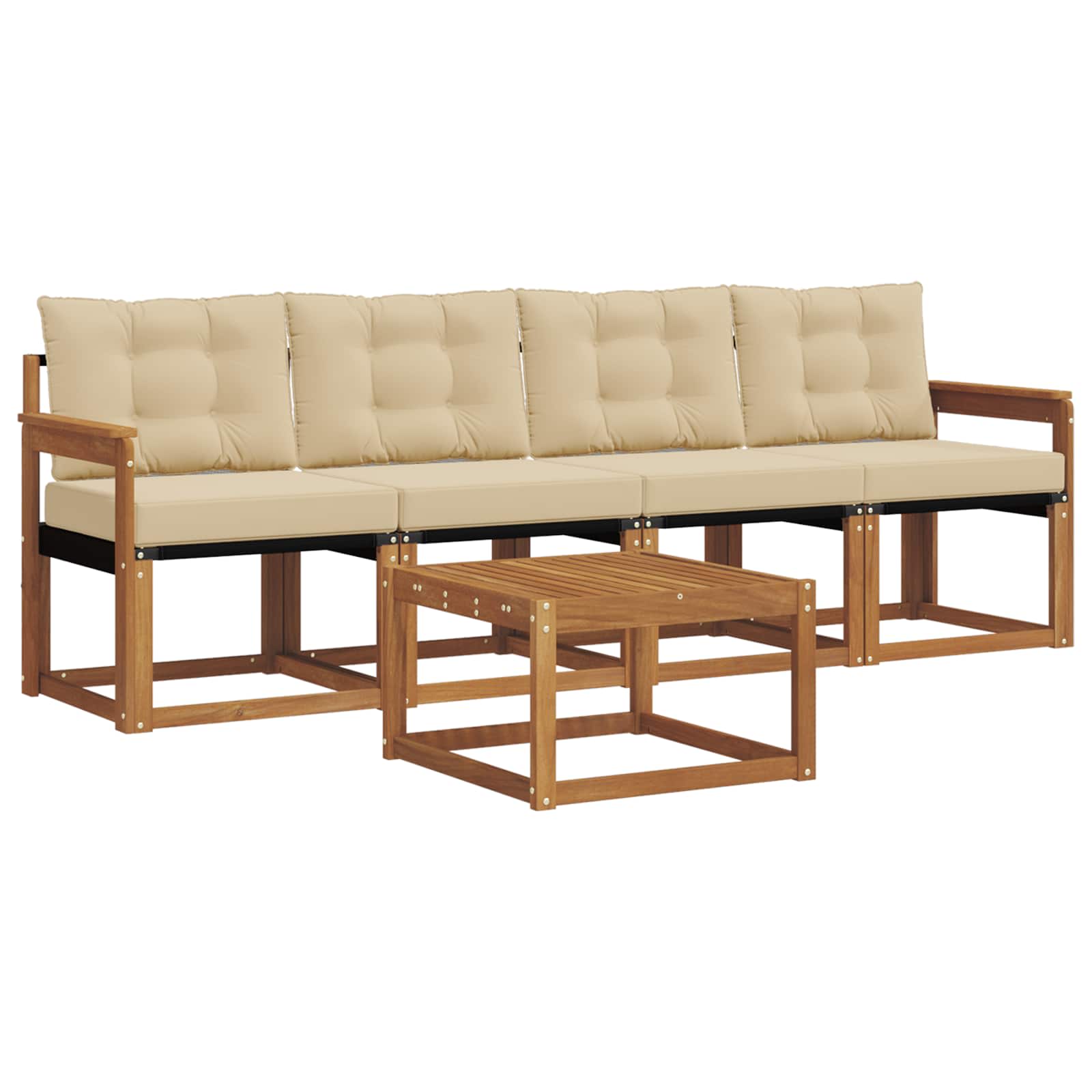Outdoor-Sofagarnitur mit Kissen 5 pcs Natur und Beige