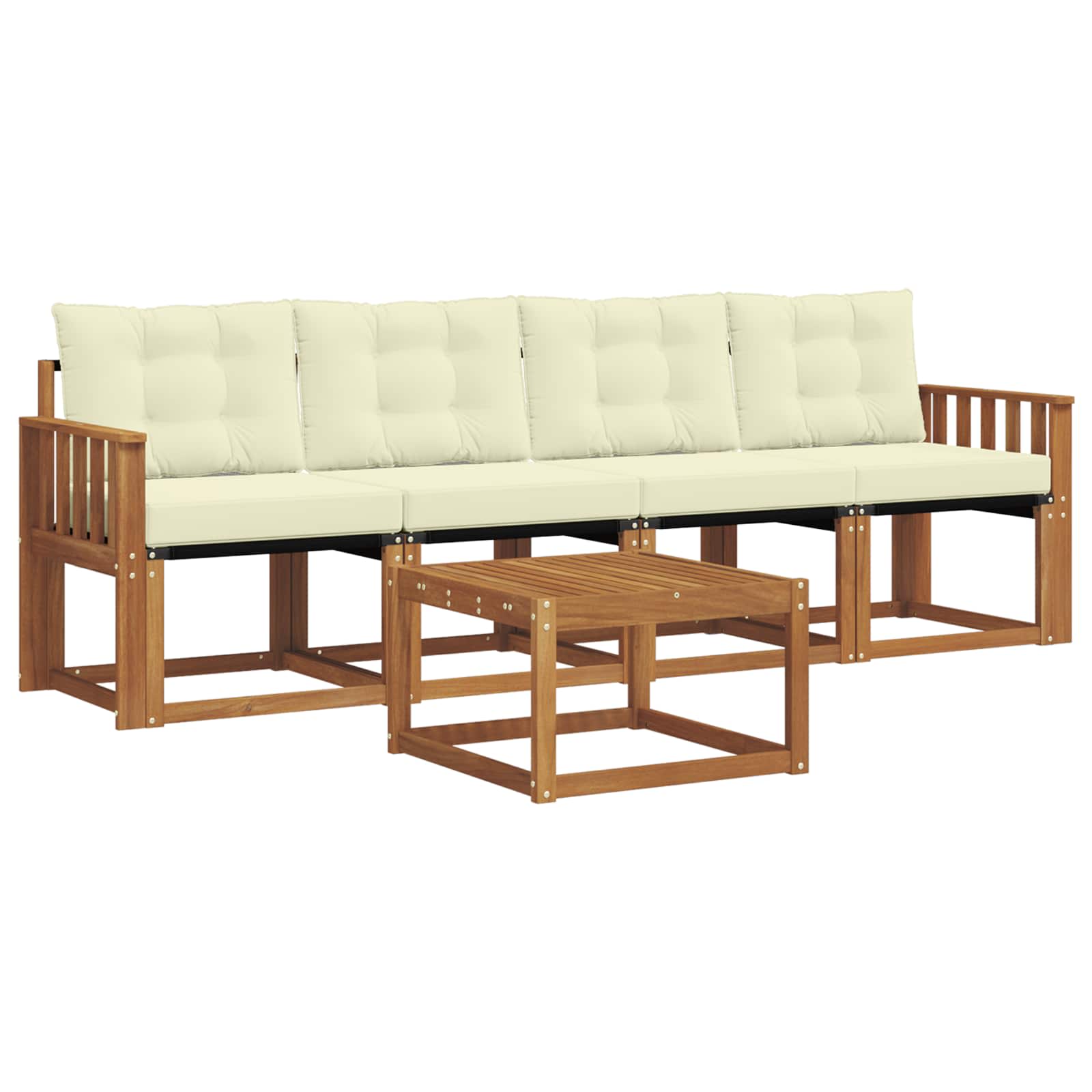 Outdoor-Sofagarnitur mit Kissen 5 pcs Natur und Creme