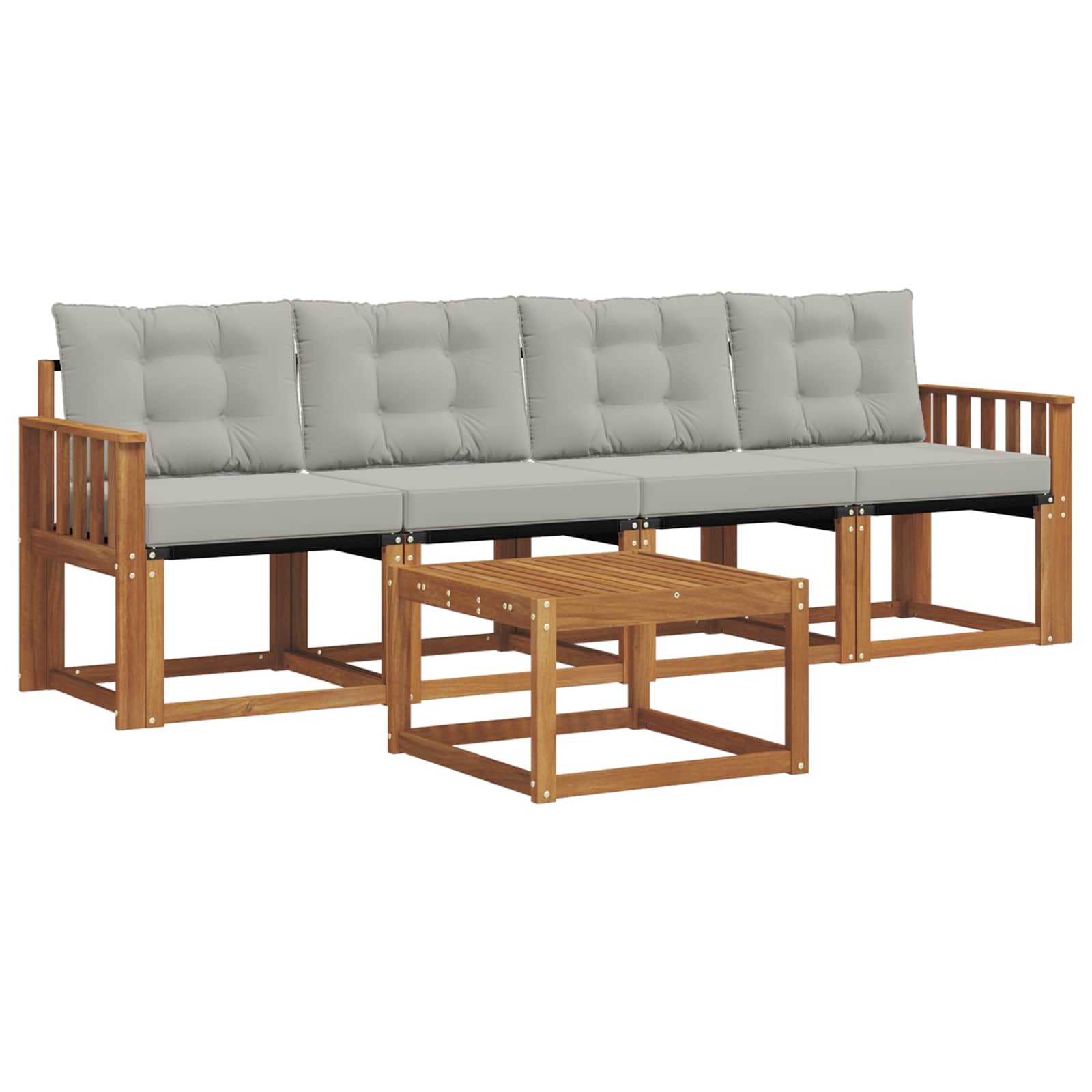 Outdoor-Sofagarnitur mit Kissen 5 pcs Natürlich und Hellgrau