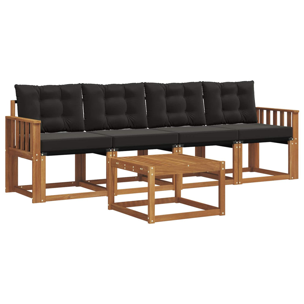 Outdoor-Sofagarnitur mit Kissen 5 pcs Natürlich und Schwarz