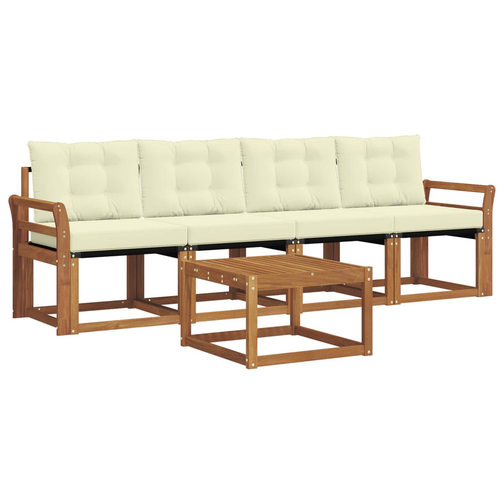 Outdoor-Sofagarnitur mit Kissen 5 pcs Natur und Creme