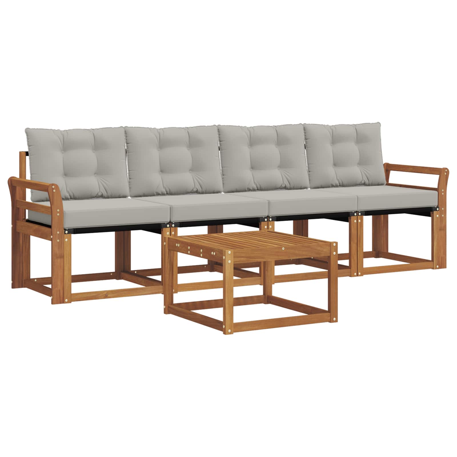 Outdoor-Sofagarnitur mit Kissen 5 pcs Natürlich und Hellgrau