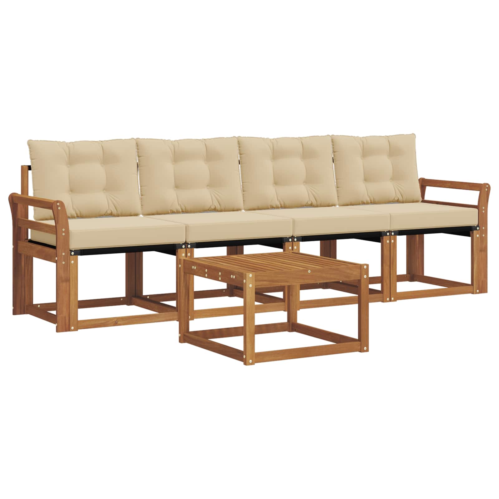 Outdoor-Sofagarnitur mit Kissen 5 pcs Natur und Beige