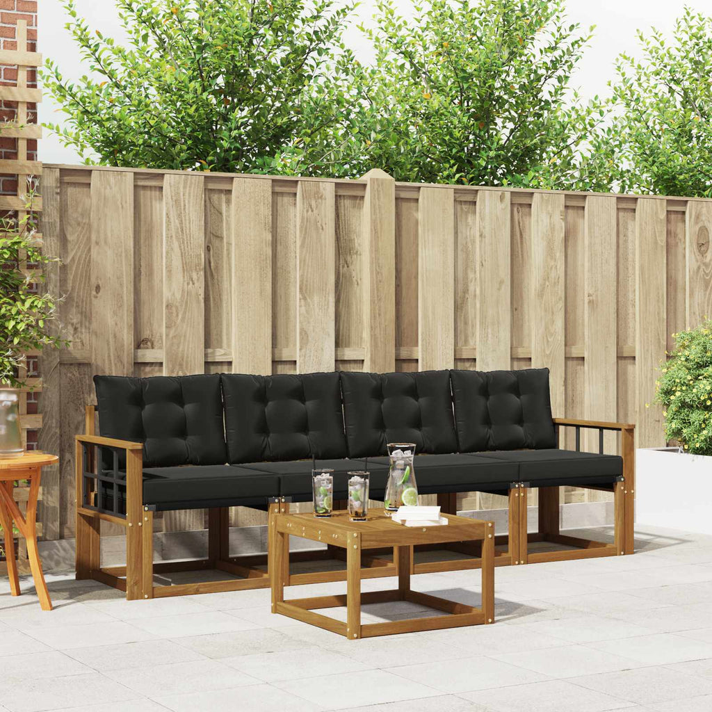 Outdoor-Sofagarnitur mit Kissen 5 pcs Natürlich und Schwarz