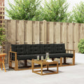 Outdoor-Sofagarnitur mit Kissen 5 pcs Natürlich und Schwarz