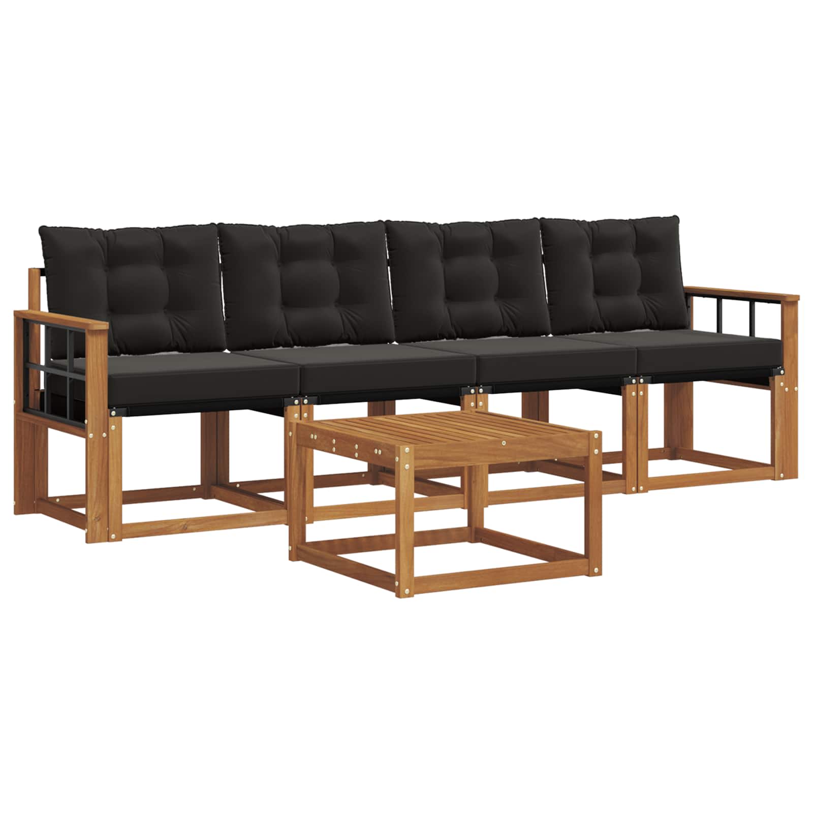 Outdoor-Sofagarnitur mit Kissen 5 pcs Natürlich und Schwarz